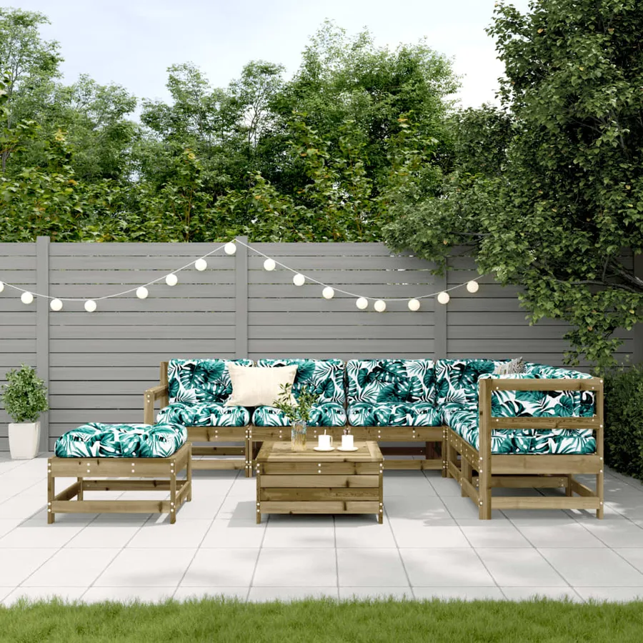 Salon de jardin 8 pcs avec coussins bois de pin imprégné - 3