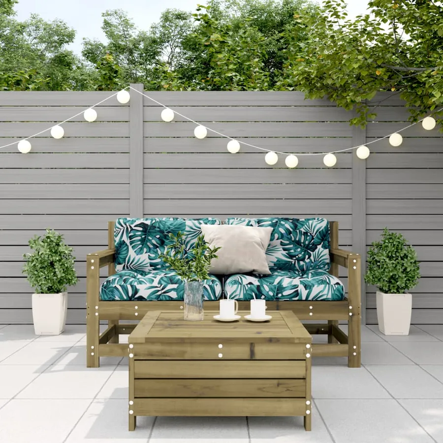 Salon de jardin 3 pcs avec coussins bois de pin imprégné - 3