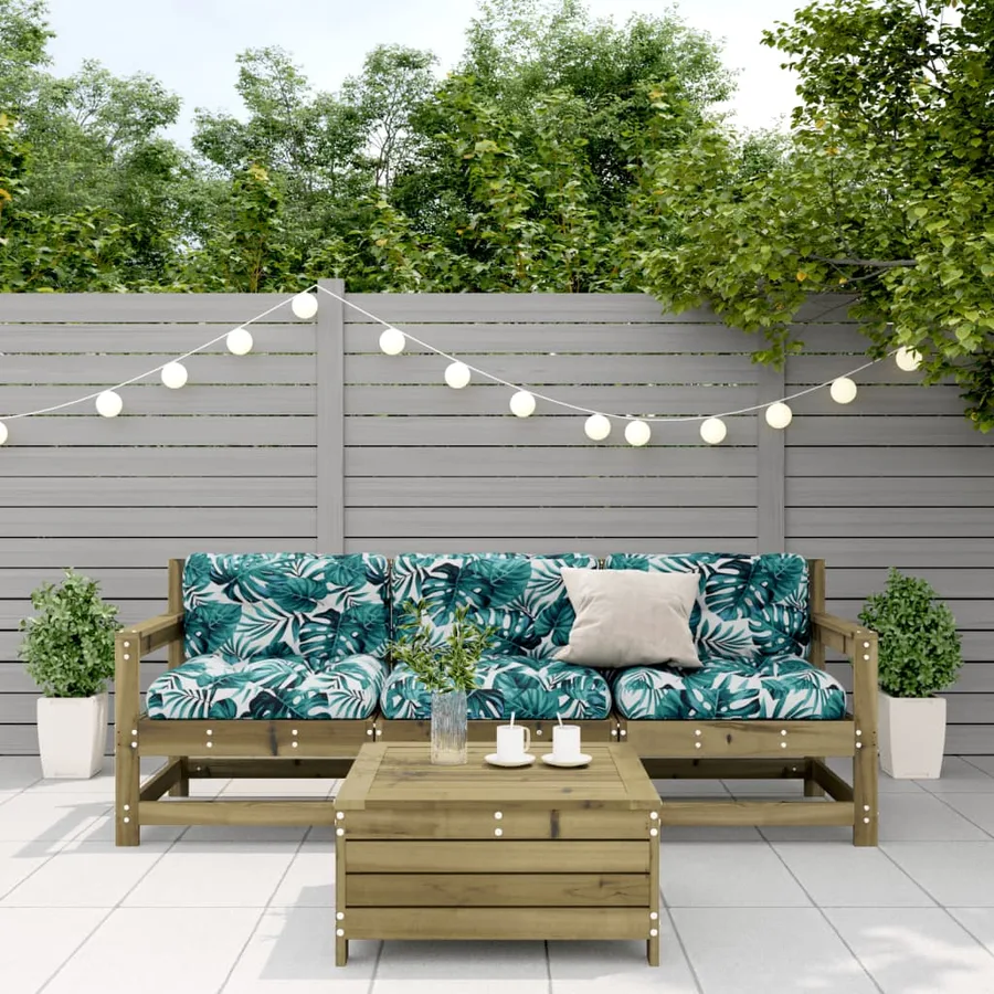 Salon de jardin 4 pcs avec coussins bois de pin imprégné - 3