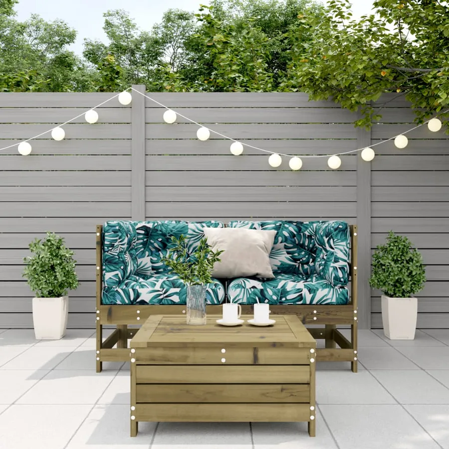 Salon de jardin 3 pcs avec coussins bois de pin imprégné - 3