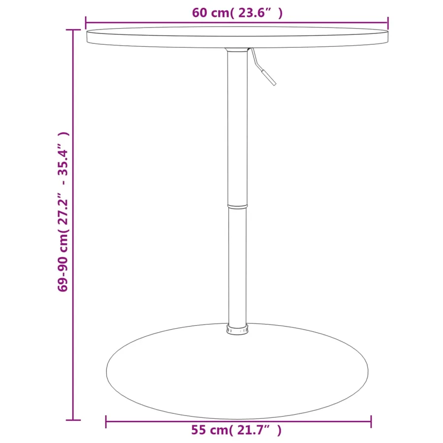 Table de bar noir 60x60x90 cm bois d'ingénierie et acier chromé - 10