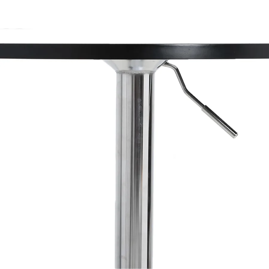 Table de bar noir 60x60x90 cm bois d'ingénierie et acier chromé - 8