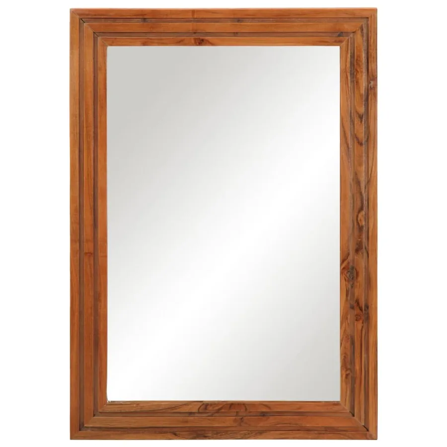Miroir salle de bain 50x70 cm bois massif d'acacia et verre - 2