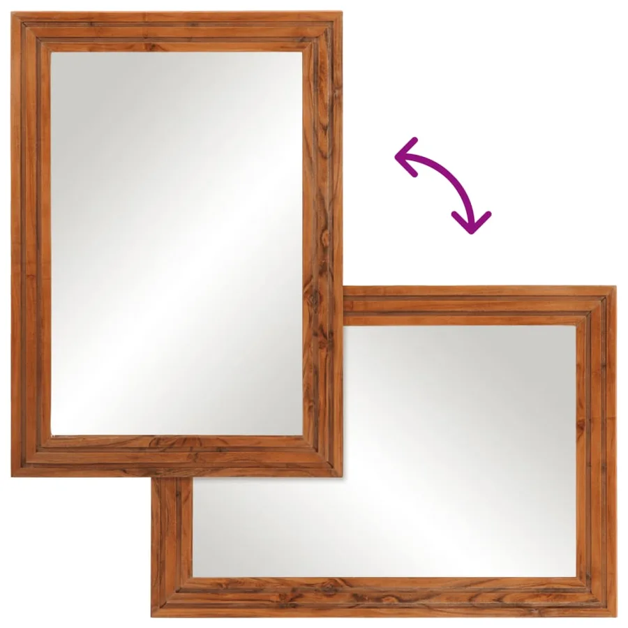 Miroir salle de bain 50x70 cm bois massif d'acacia et verre - 4
