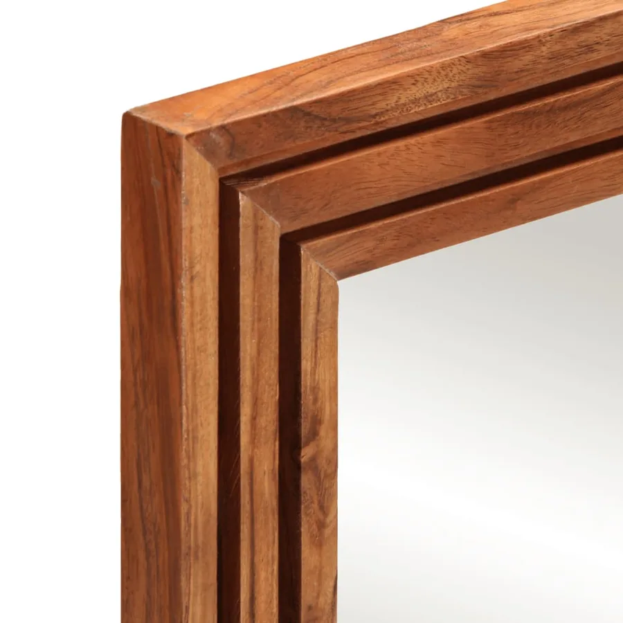 Miroir salle de bain 50x70 cm bois massif d'acacia et verre - 6