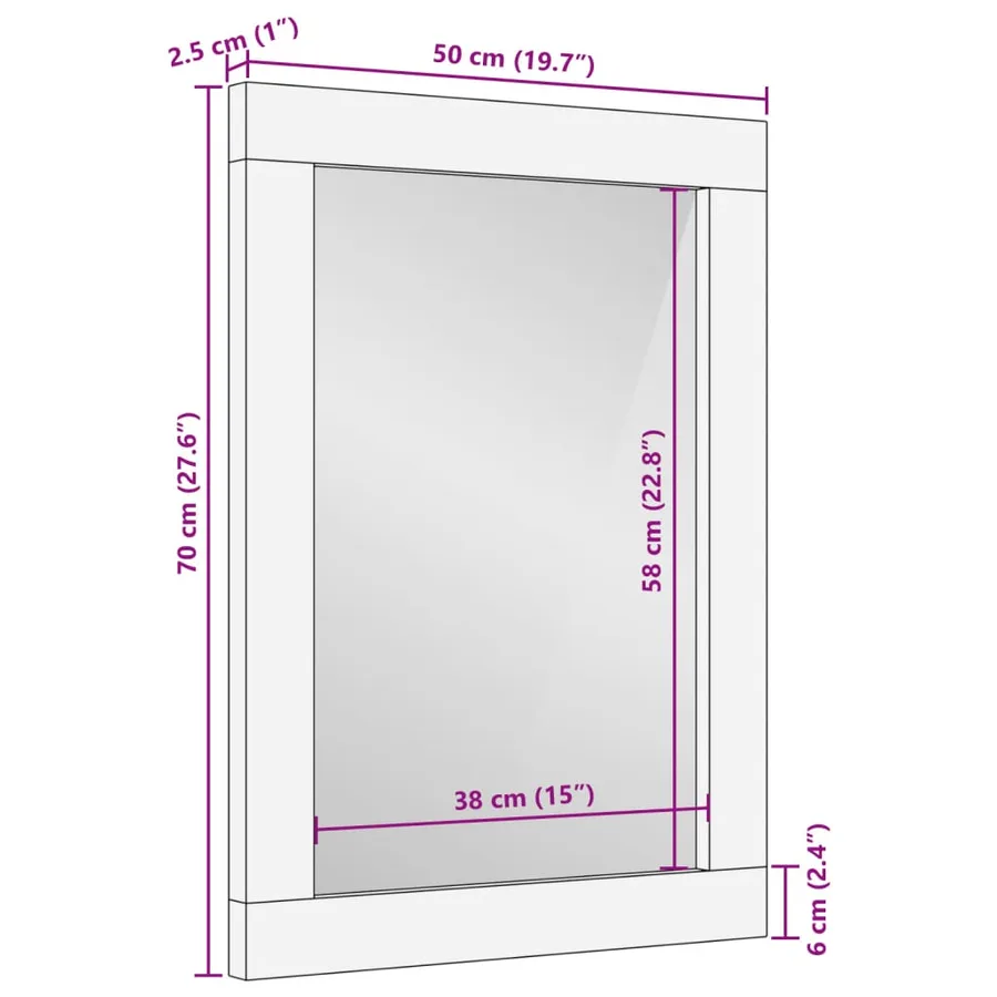 Miroir salle de bain 50x70 cm bois massif d'acacia et verre - 9