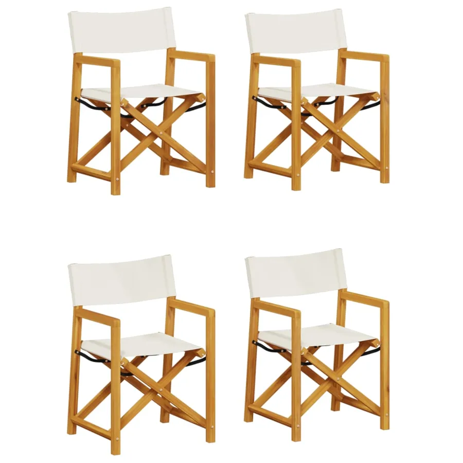 Chaises de jardin pliables lot de 4 blanc crème tissu - 2