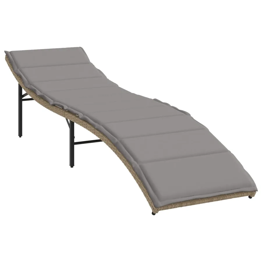 Chaises longues lot de 2 avec table beige résine tressée - 4