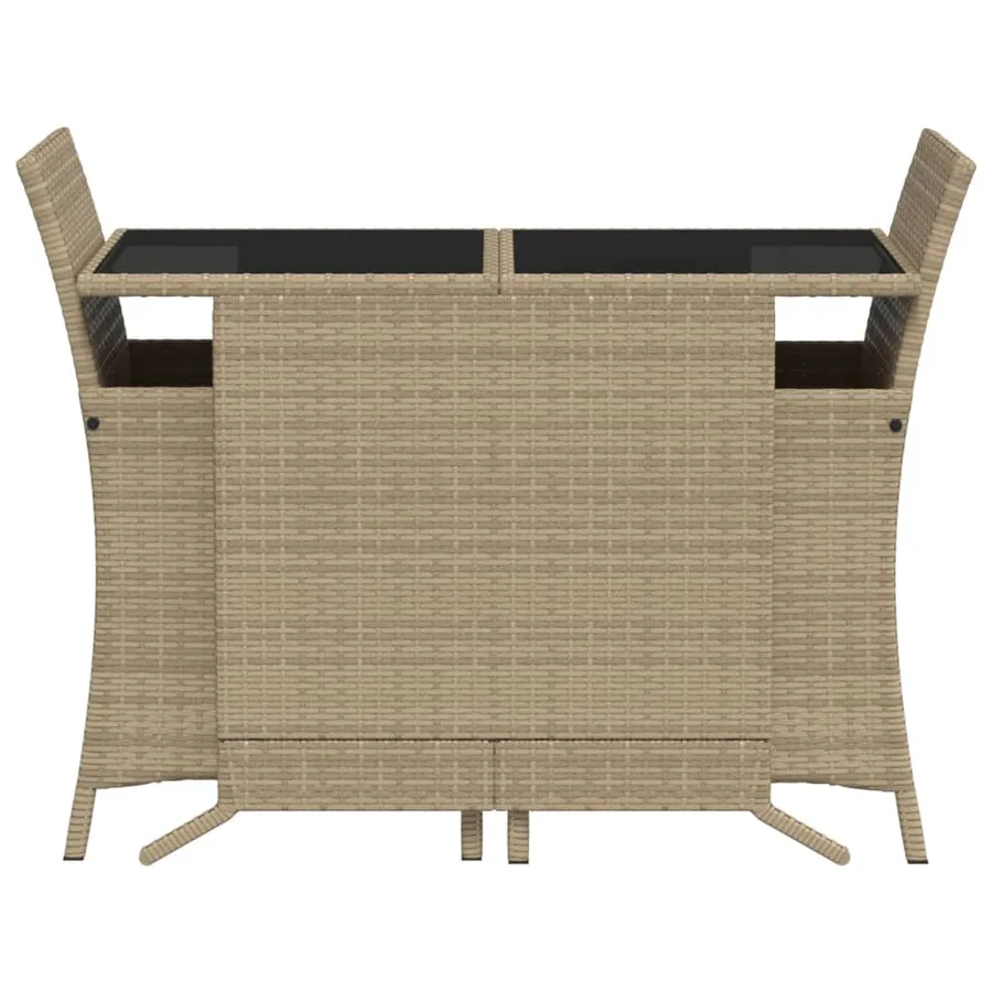 Ensemble de bistro 3 pcs avec coussins beige résine tressée - 4