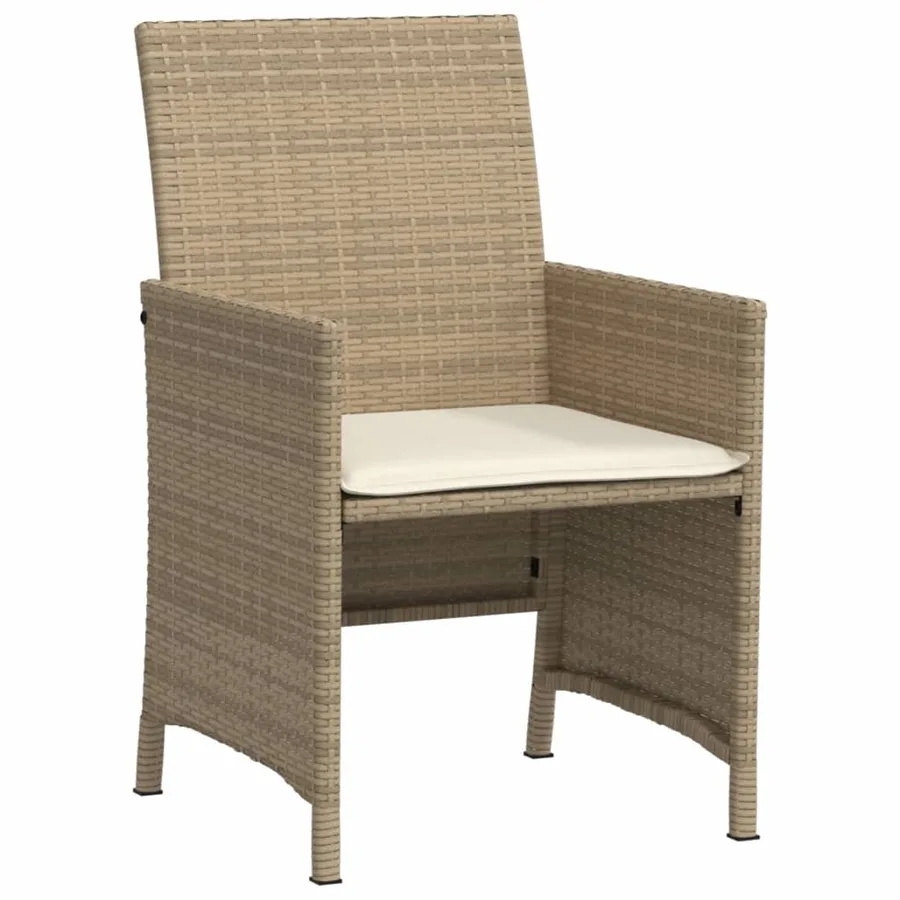 Ensemble de bistro 3 pcs avec coussins beige résine tressée - 5