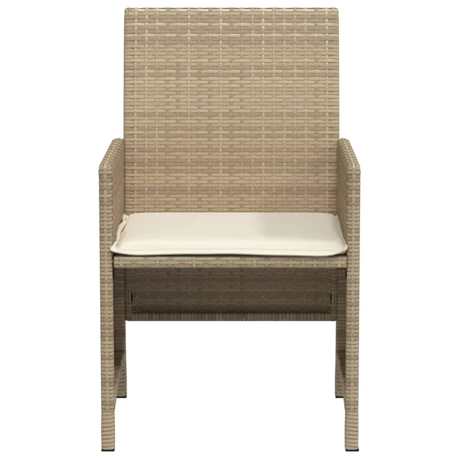 Ensemble de bistro 3 pcs avec coussins beige résine tressée - 6