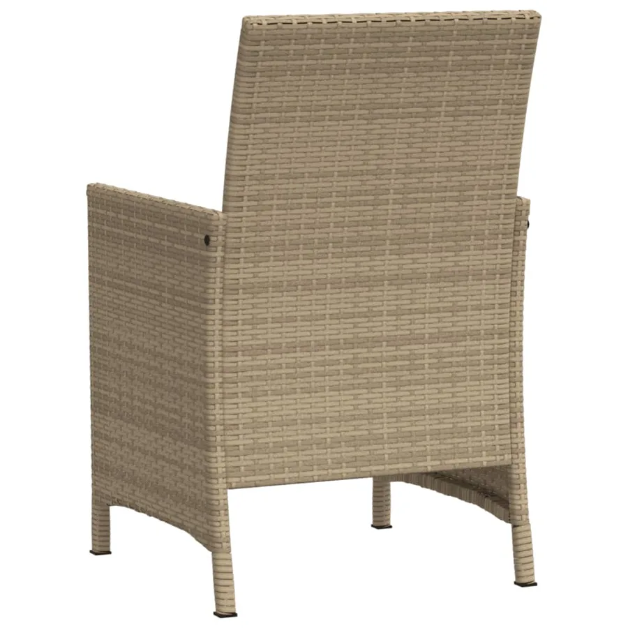 Ensemble de bistro 3 pcs avec coussins beige résine tressée - 8