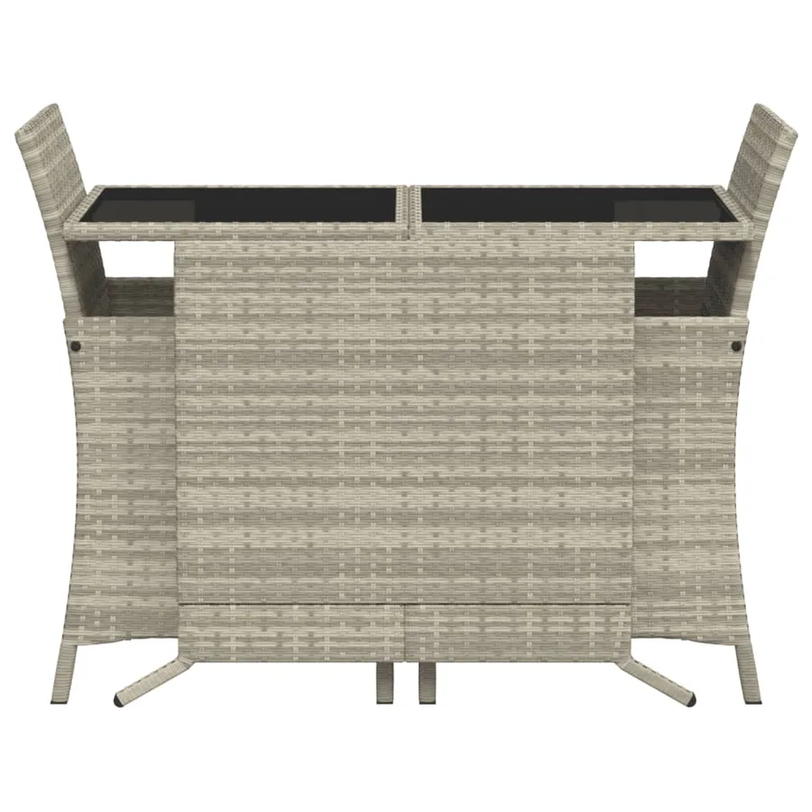 Ensemble de bistro 3 pcs et coussins gris clair résine tressée - 4