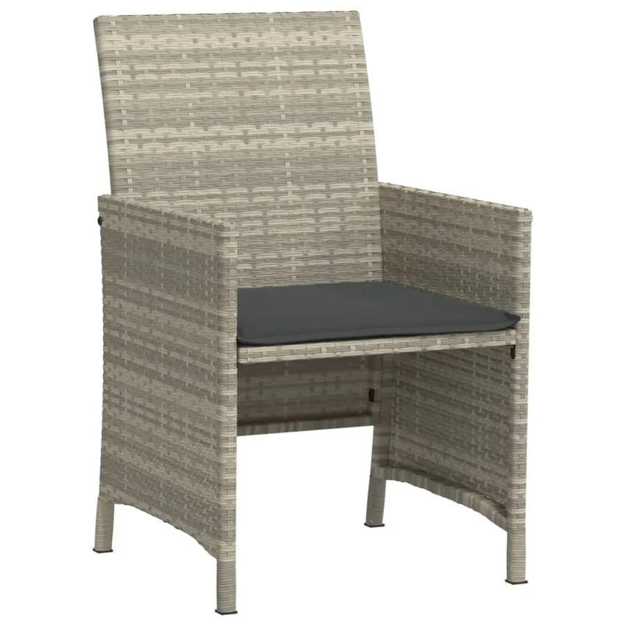 Ensemble de bistro 3 pcs et coussins gris clair résine tressée - 5