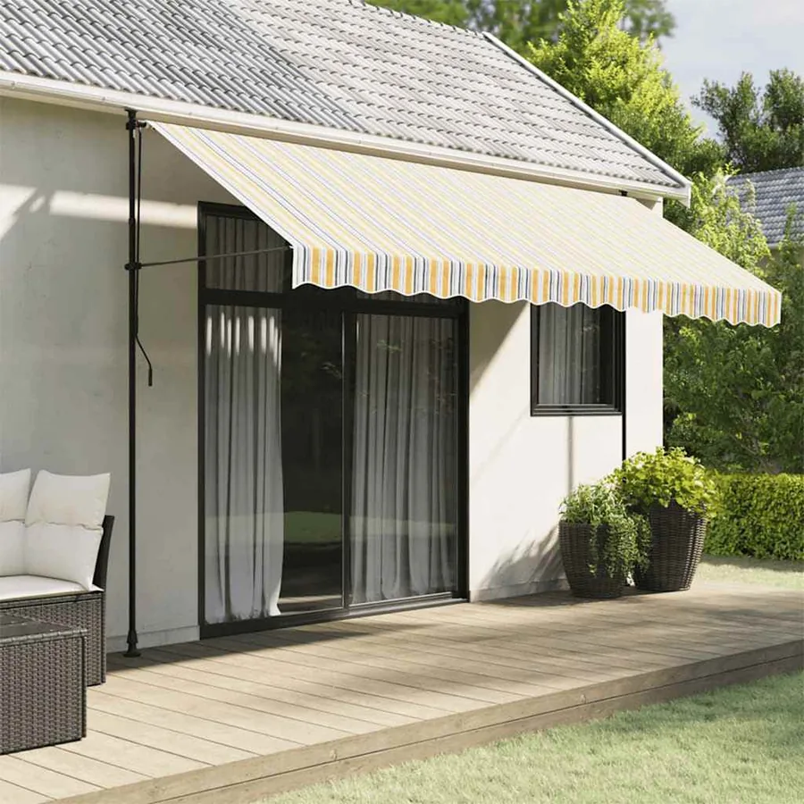 Tissu de remplacement pour auvent orange et bleu 4x3 m polyester
