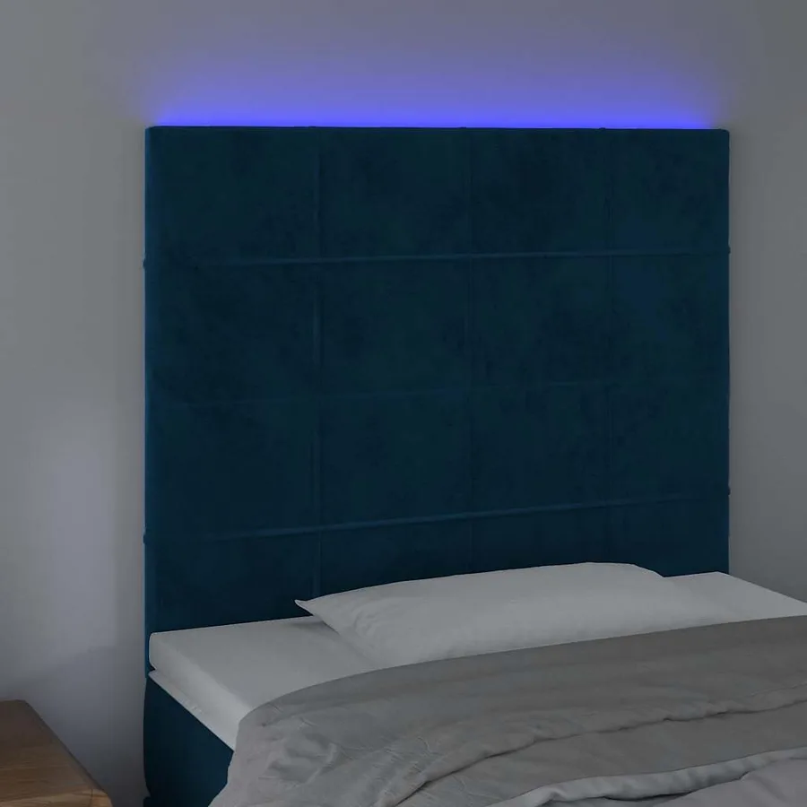 Tête de lit à LED Bleu foncé 80x5x118/128 cm Velours - 3