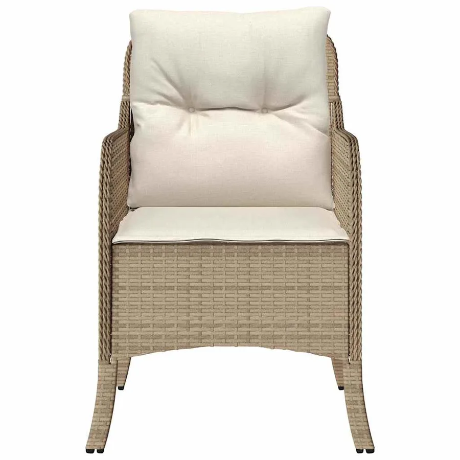 Chaises de jardin avec coussins lot de 2 beige résine tressée - 5