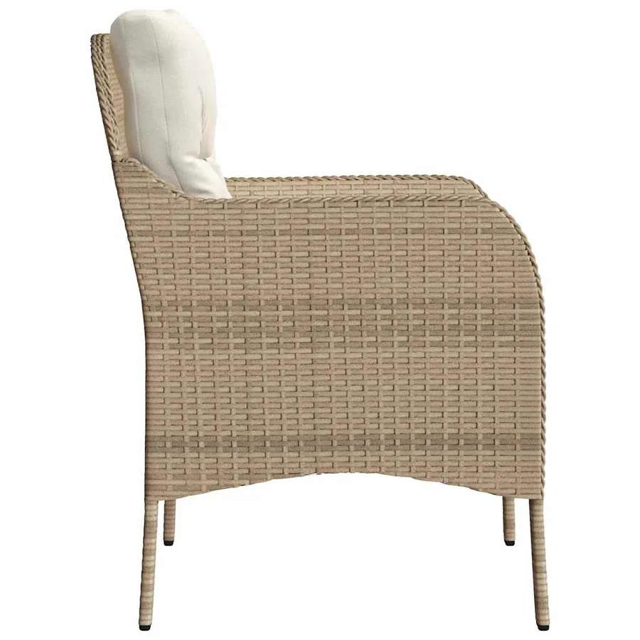 Chaises de jardin avec coussins lot de 2 beige résine tressée - 6
