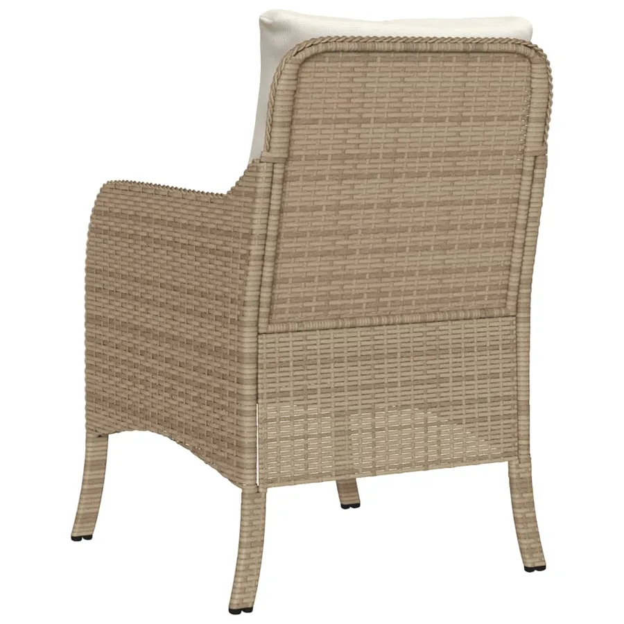 Chaises de jardin avec coussins lot de 2 beige résine tressée - 7