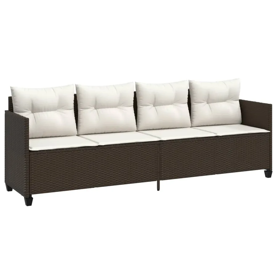 Chaise longue avec coussins marron résine tressée - 2
