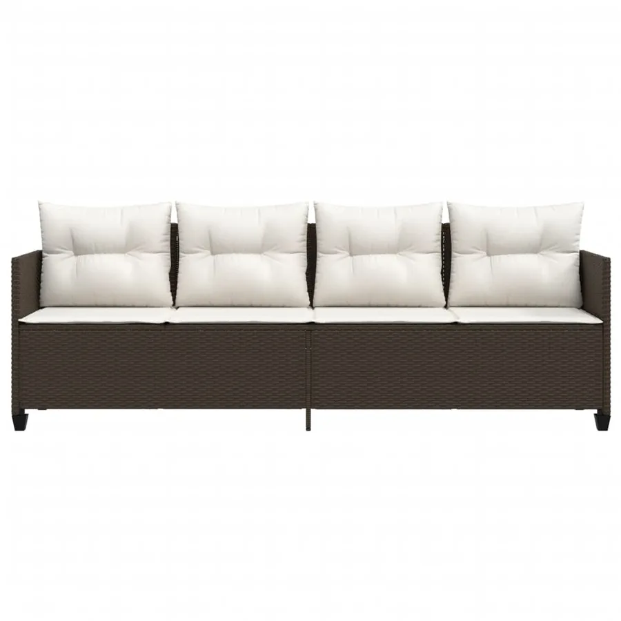 Chaise longue avec coussins marron résine tressée - 4