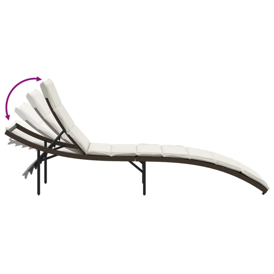 Chaises longues lot de 2 avec coussins marron résine tressée - 7