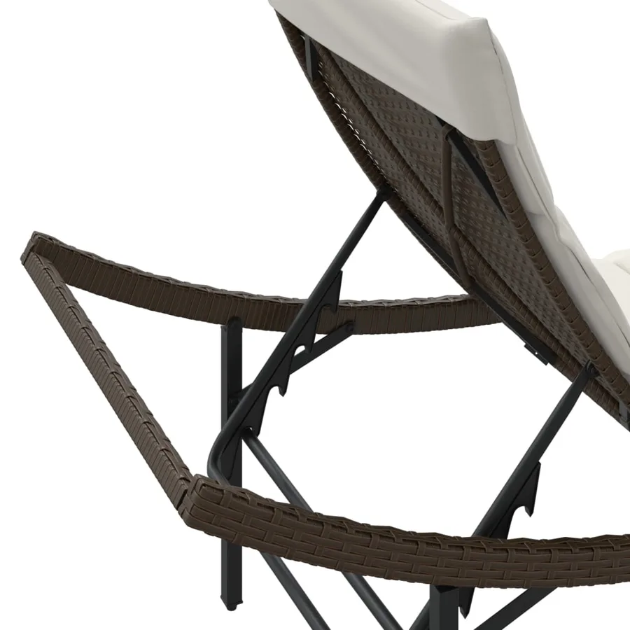 Chaises longues lot de 2 avec coussins marron résine tressée - 8