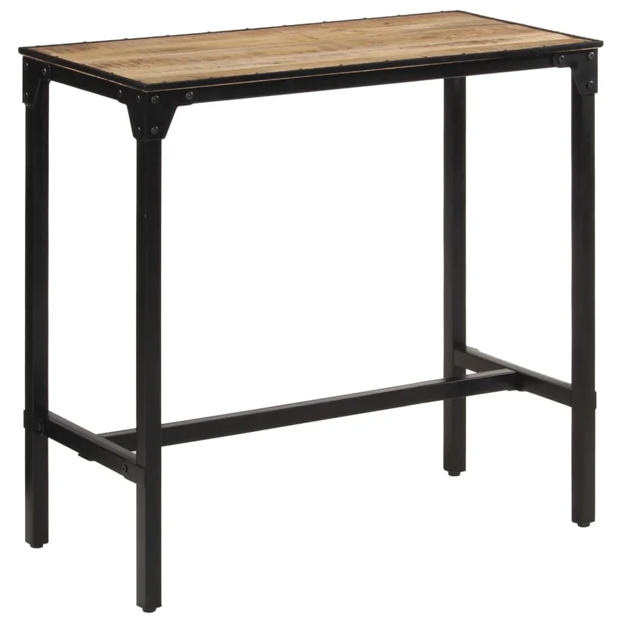 Ensemble de bar 5 pcs bois de manguier brut massif et métal - 7