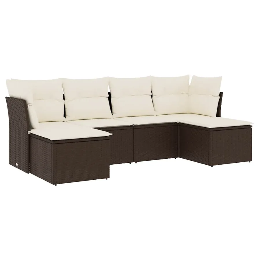 Salon de jardin avec coussins 6 pcs marron résine tressée - 2