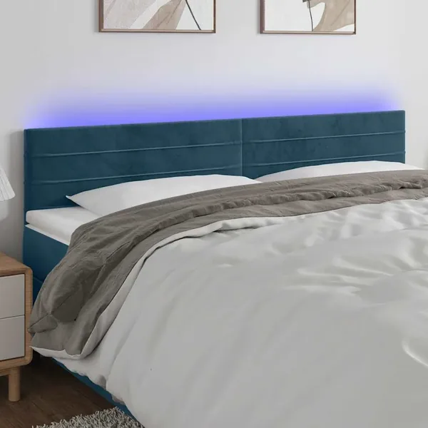 Tête de lit à LED Bleu foncé 160x5x78/88 cm Velours