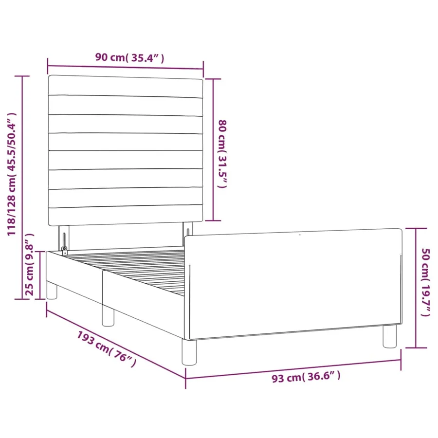 Cadre de lit sans matelas rose 90x190 cm velours - 14