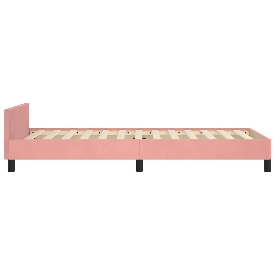 Cadre de lit sans matelas rose 90x190 cm velours - 7