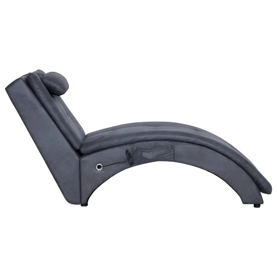 Chaise longue de massage avec oreiller Gris Similicuir daim - 3