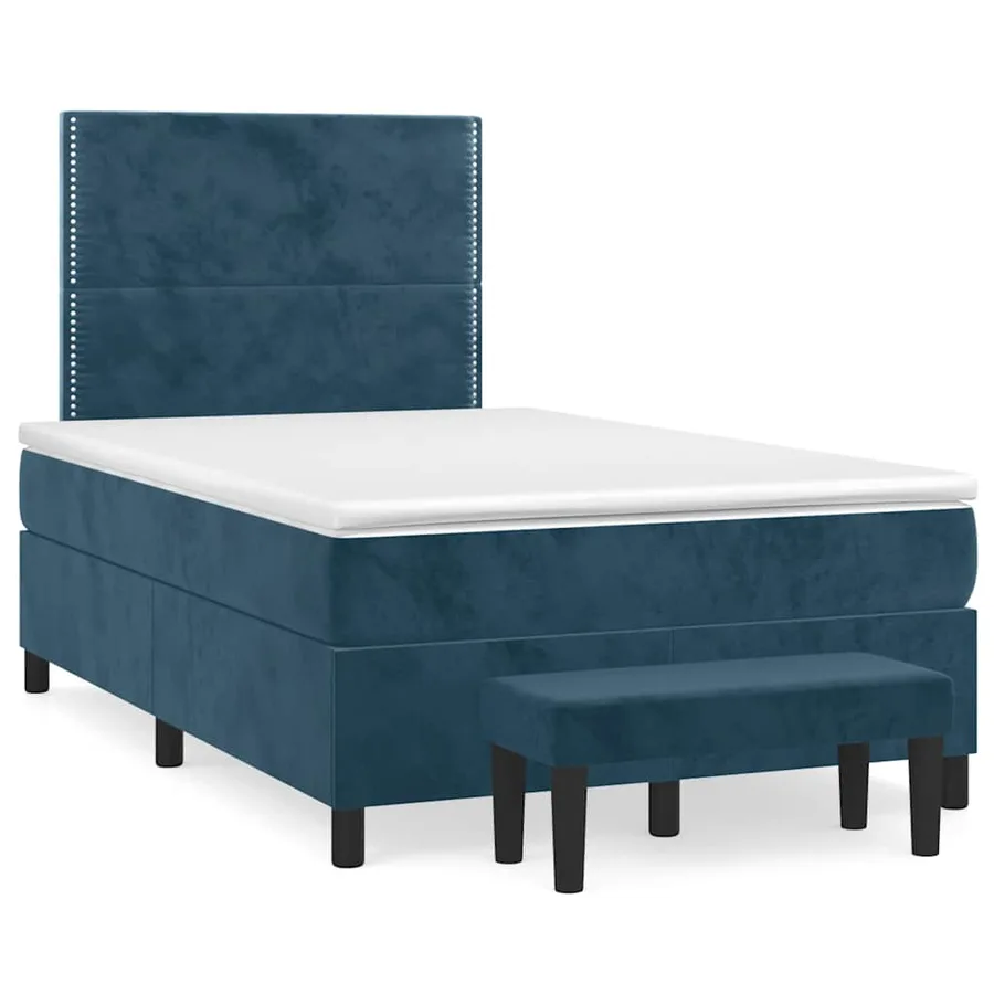 Sommier à lattes de lit et matelas Bleu foncé 120x200cm Velours - 2