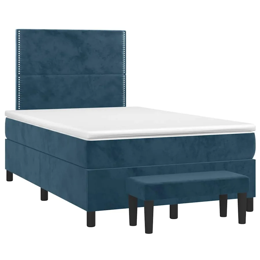 Sommier à lattes de lit et matelas Bleu foncé 120x200cm Velours - 3