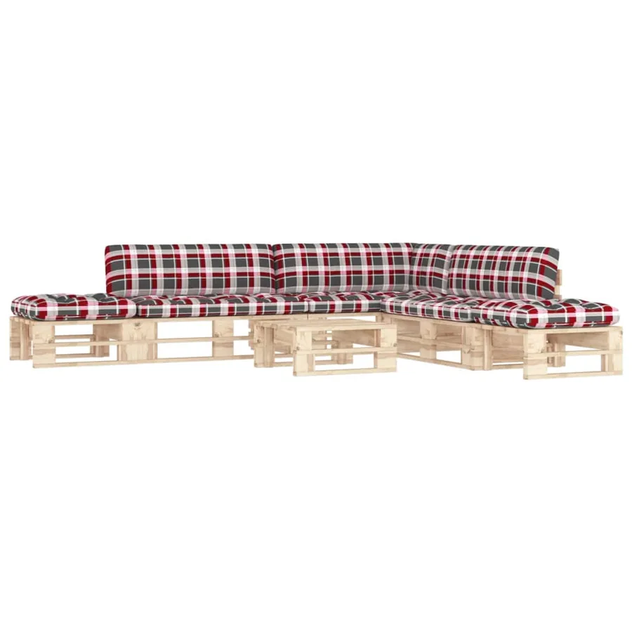 Salon de jardin palette 6pcs avec coussins Bois de pin imprégné