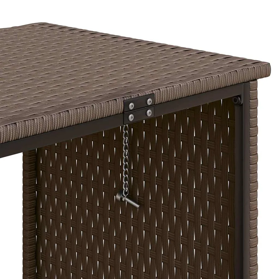 Canapé de jardin avec table et coussins en forme de L marron - 6