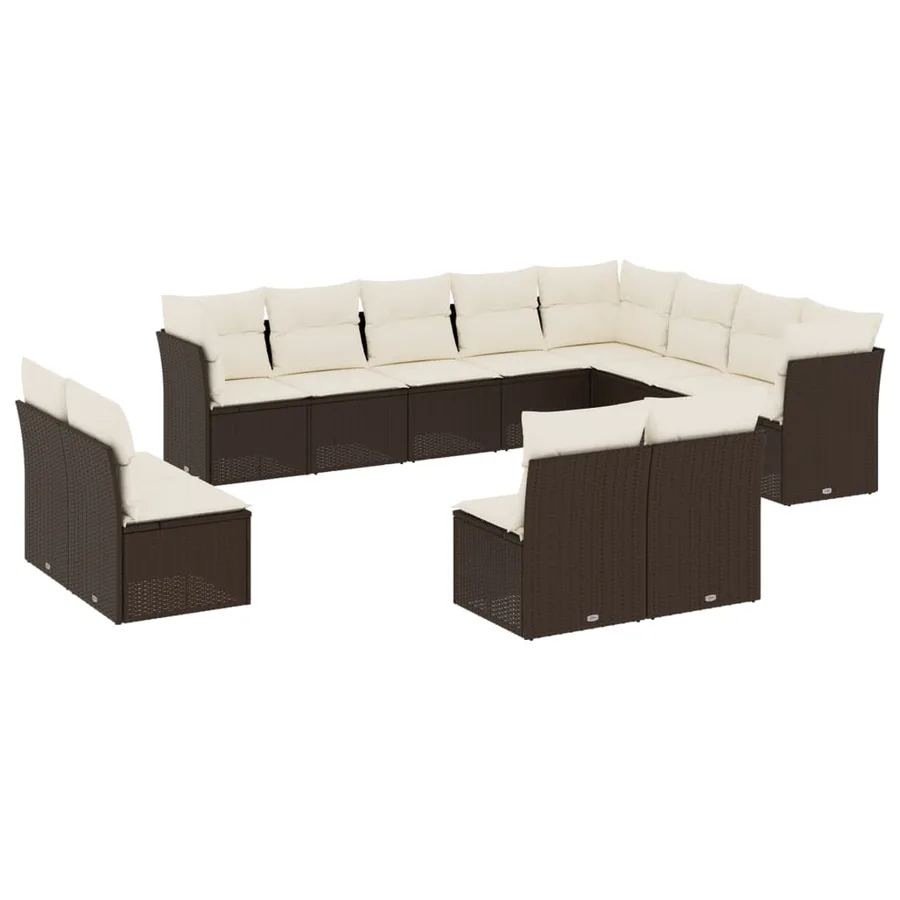 Salon de jardin avec coussins 12 pcs marron résine tressée - 2