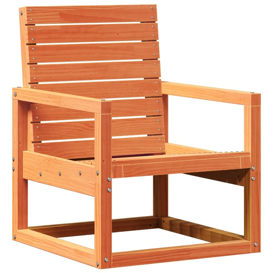 Salon de jardin 3 pcs cire marron bois de pin massif - 4