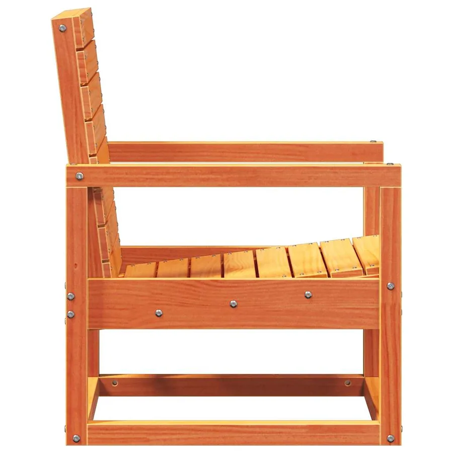 Salon de jardin 3 pcs cire marron bois de pin massif - 5
