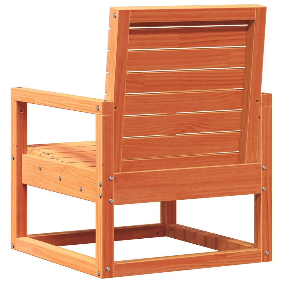 Salon de jardin 3 pcs cire marron bois de pin massif - 6