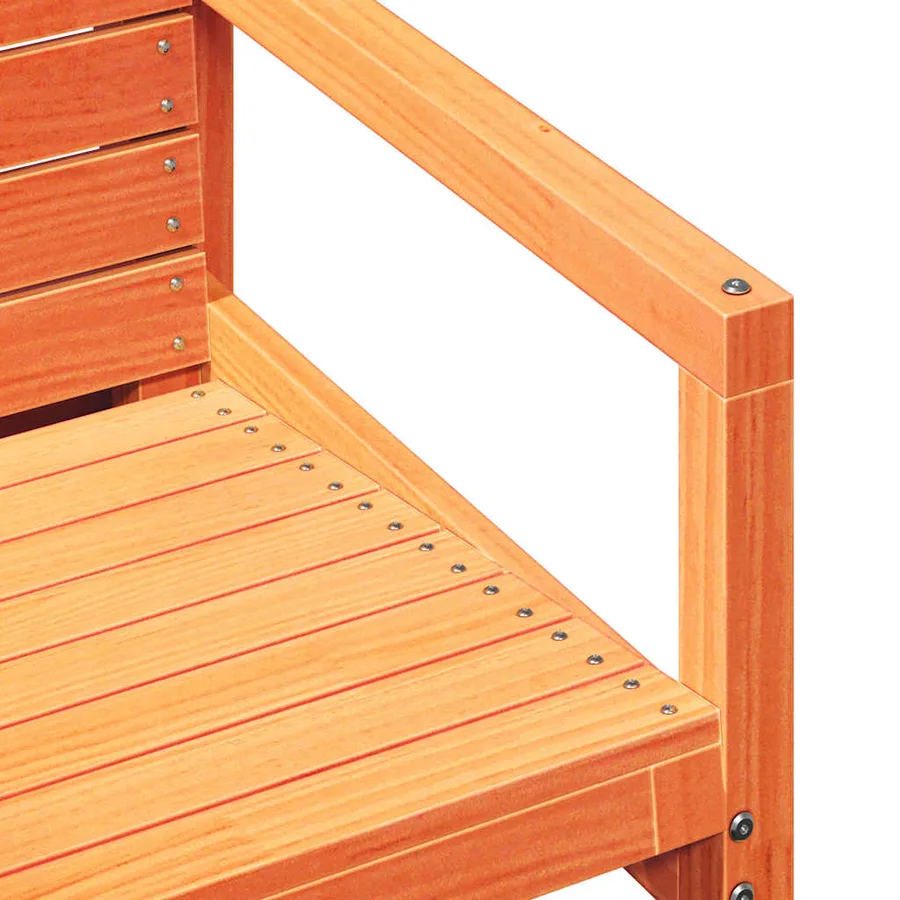 Salon de jardin 3 pcs cire marron bois de pin massif - 7