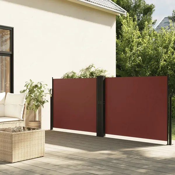 Auvent latéral rétractable marron 140x600 cm