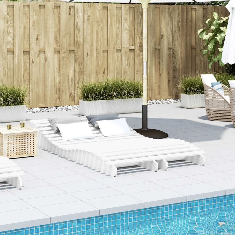 Chaises longues lot de 2 blanc 205x60x31,5cm bois massif de pin - 3