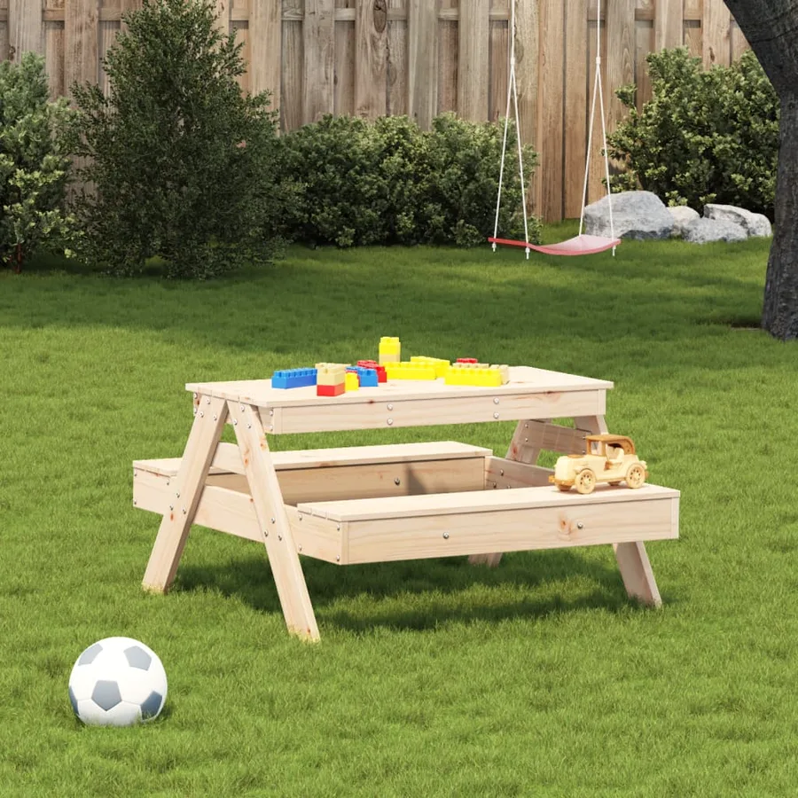 Table de pique-nique pour enfants 88x97x52cm bois massif de pin - 3