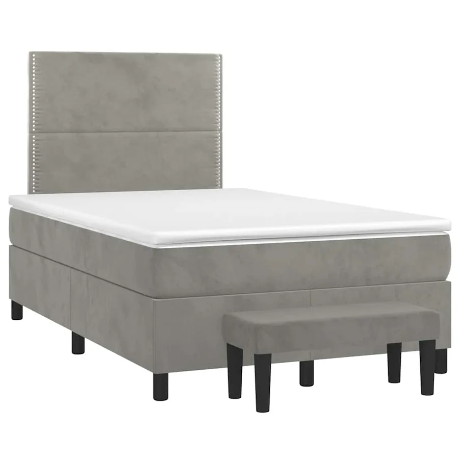 Sommier à lattes de lit et matelas gris clair 120x190cm velours - 2