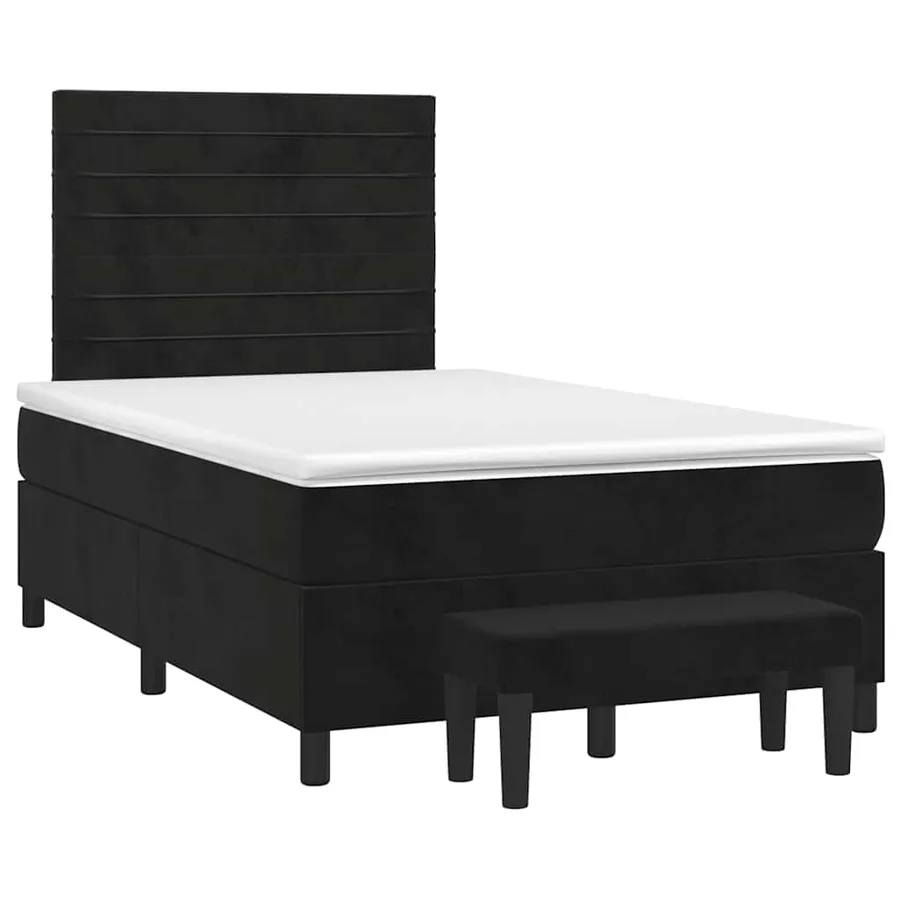 Sommier à lattes de lit avec matelas noir 120x190 cm velours - 2