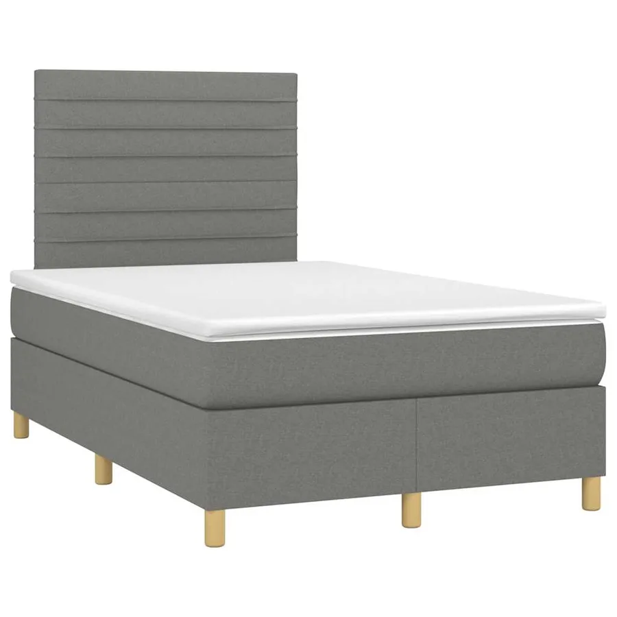 Sommier à lattes de lit avec matelas gris foncé 120x190cm tissu - 2