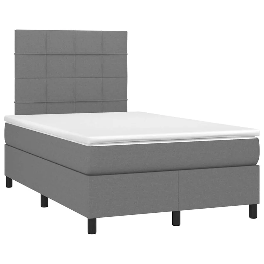 Sommier à lattes de lit matelas LED gris foncé 120x190 cm tissu - 3