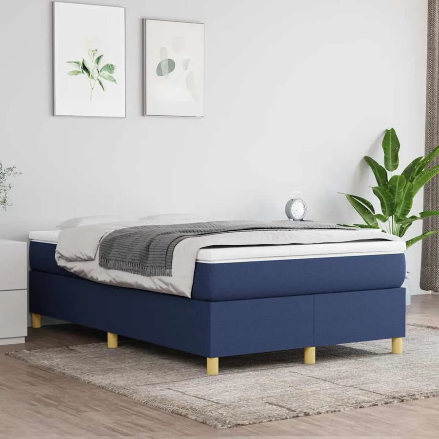Sommier à lattes de lit avec matelas bleu 120x190 cm tissu - 3